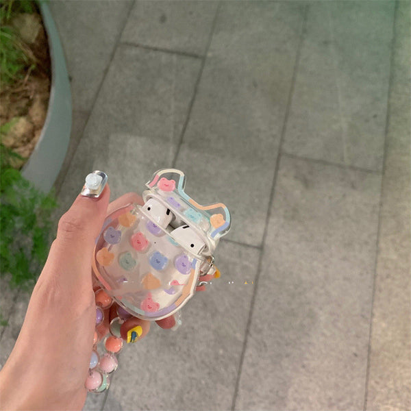 Clear Bear Shaped Airpods Case Colorful Charm